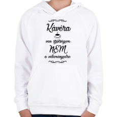 PRINTFASHION Kávéra van szükségem fekete - Gyerek kapucnis pulóver - Fehér