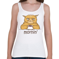 PRINTFASHION Kávés macska - Coffee cat -  Mornin' - Női atléta - Fehér