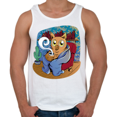 PRINTFASHION Kávézó bagoly - Férfi atléta - Fehér