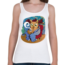 PRINTFASHION Kávézó bagoly - Női atléta - Fehér női trikó