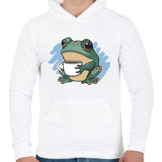 PRINTFASHION Kávézó béka - Férfi kapucnis pulóver - Fehér