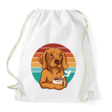 PRINTFASHION Kávézó labrador - Sportzsák, Tornazsák - Fehér tornazsák