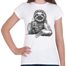 PRINTFASHION Kávézó lajhár - Női póló - Fehér