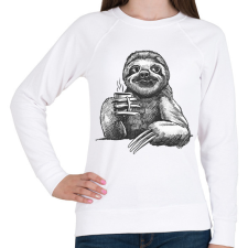 PRINTFASHION Kávézó lajhár - Női pulóver - Fehér női pulóver, kardigán