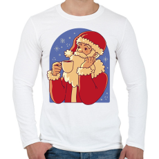 PRINTFASHION Kávézó mikulás - Férfi hosszú ujjú póló - Fehér