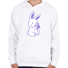 PRINTFASHION Kávézó nyuszi - Gyerek kapucnis pulóver - Fehér