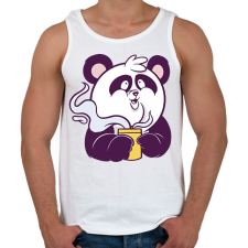 PRINTFASHION Kávézó panda - Férfi atléta - Fehér atléta, trikó