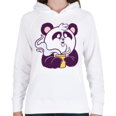 PRINTFASHION Kávézó panda - Női kapucnis pulóver - Fehér
