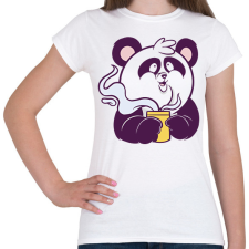 PRINTFASHION Kávézó panda - Női póló - Fehér női póló