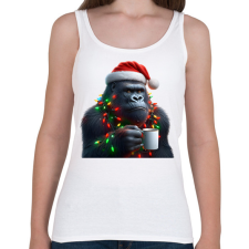 PRINTFASHION Kávézó / teázó karácsonyi party gorilla - Női atléta - Fehér női trikó