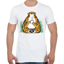 PRINTFASHION Kávézó tigris - Férfi póló - Fehér férfi póló