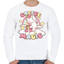 PRINTFASHION Kávézó unikornis - Coffee magic - Férfi pulóver - Fehér férfi pulóver, kardigán