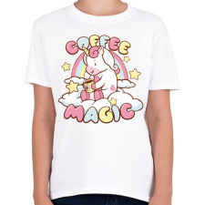 PRINTFASHION Kávézó unikornis - Coffee magic - Gyerek póló - Fehér gyerek póló