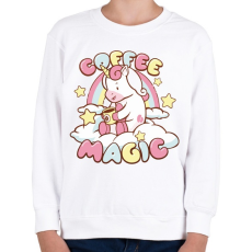 PRINTFASHION Kávézó unikornis - Coffee magic - Gyerek pulóver - Fehér