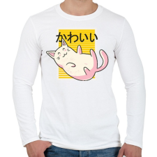 PRINTFASHION Kawaii cica - Férfi hosszú ujjú póló - Fehér férfi póló