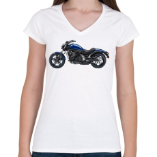 PRINTFASHION Kawasaki - Női V-nyakú póló - Fehér