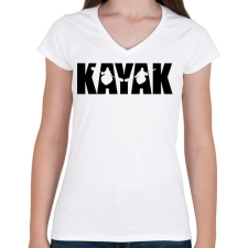 PRINTFASHION KAYAK - Női V-nyakú póló - Fehér női póló
