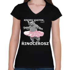 PRINTFASHION kecses, mint egy rinocérosz - Női V-nyakú póló - Fekete