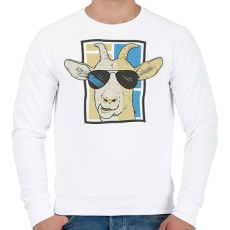PRINTFASHION Kecske napszemüvegben - Férfi pulóver - Fehér
