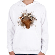 PRINTFASHION kecske portré - Gyerek kapucnis pulóver - Fehér gyerek pulóver, kardigán