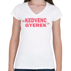 PRINTFASHION Kedvenc gyerek! - Női V-nyakú póló - Fehér