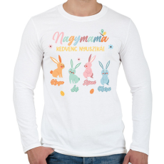 PRINTFASHION Kedvenc nyuszikák - Névvel - Férfi hosszú ujjú póló - Fehér
