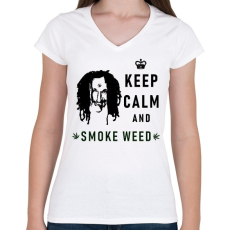 PRINTFASHION KEEP CALM2 - Női V-nyakú póló - Fehér