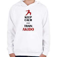 PRINTFASHION Keep calm - Akido - Gyerek kapucnis pulóver - Fehér gyerek pulóver, kardigán