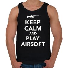 PRINTFASHION Keep calm and airsoft! - Férfi atléta - Fekete atléta, trikó