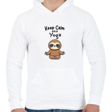 PRINTFASHION Keep calm and do yoga - Férfi kapucnis pulóver - Fehér férfi pulóver, kardigán