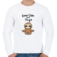 PRINTFASHION Keep calm and do yoga - Férfi pulóver - Fehér férfi pulóver, kardigán
