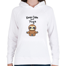 PRINTFASHION Keep calm and do yoga - Női kapucnis pulóver - Fehér
