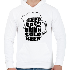 PRINTFASHION Keep Calm and Drink Beer - Férfi kapucnis pulóver - Fehér