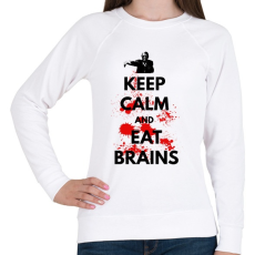 PRINTFASHION KEEP CALM AND EAT BRAINS - Női pulóver - Fehér