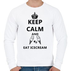 PRINTFASHION KEEP CALM AND EAT ICECREAM - Férfi pulóver - Fehér