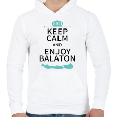 PRINTFASHION Keep Calm and Enjoy Balaton - Férfi kapucnis pulóver - Fehér