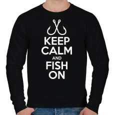 PRINTFASHION Keep calm and fish on - Férfi pulóver - Fekete
