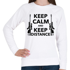 PRINTFASHION Keep calm and keep distance - Női pulóver - Fehér