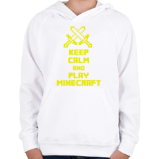 PRINTFASHION Keep calm and Minecraft - Gyerek kapucnis pulóver - Fehér