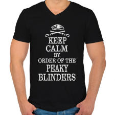 PRINTFASHION Keep calm and order - Férfi V-nyakú póló - Fekete férfi póló