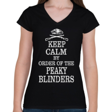 PRINTFASHION Keep calm and order - Női V-nyakú póló - Fekete női póló
