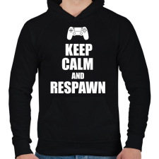 PRINTFASHION Keep calm and respawn - Férfi kapucnis pulóver - Fekete férfi pulóver, kardigán