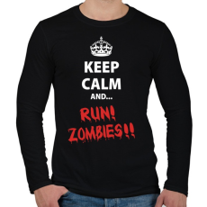 PRINTFASHION Keep calm and RUN! Zombies!! - Férfi hosszú ujjú póló - Fekete