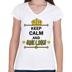 PRINTFASHION Keep calm and save lives - Női V-nyakú póló - Fehér