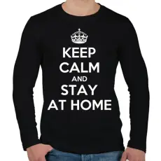 PRINTFASHION Keep calm and stay home! - Férfi hosszú ujjú póló - Fekete
