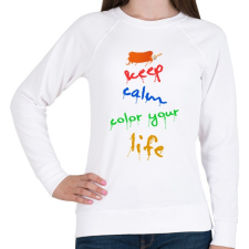 PRINTFASHION keep calm color your life - Női pulóver - Fehér női pulóver, kardigán