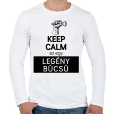 PRINTFASHION Keep calm ez egy legénybúcsú - Férfi hosszú ujjú póló - Fehér