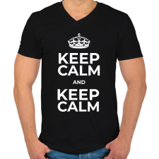 PRINTFASHION KEEP CALM - Férfi V-nyakú póló - Fekete férfi póló