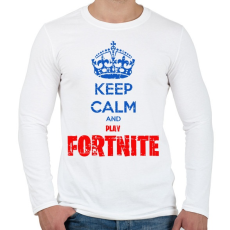 PRINTFASHION Keep Calm Fortnite - Férfi hosszú ujjú póló - Fehér