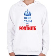 PRINTFASHION Keep Calm Fortnite - Gyerek kapucnis pulóver - Fehér